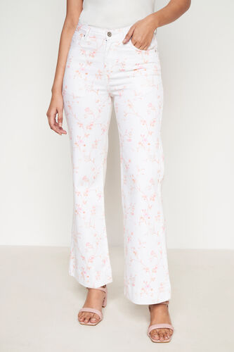 White Printed Straight Bottom, White, image 2